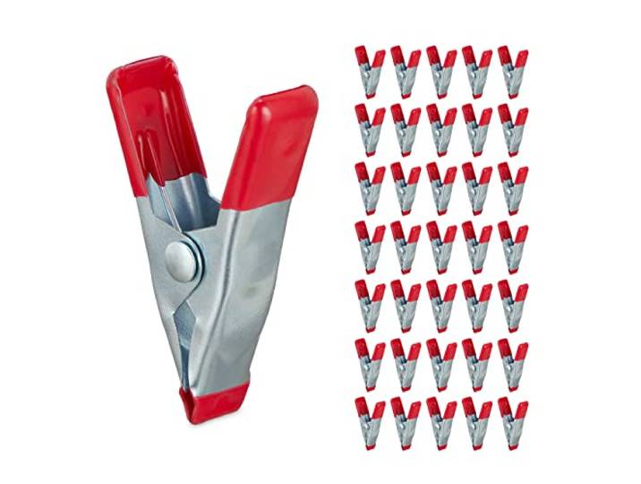 Relaxdays Pinces en jeu de 36\, serre-étau\, barrette\, agrafes bricolage\, modèle\, métal\, Envergure 20mm\, rouge.