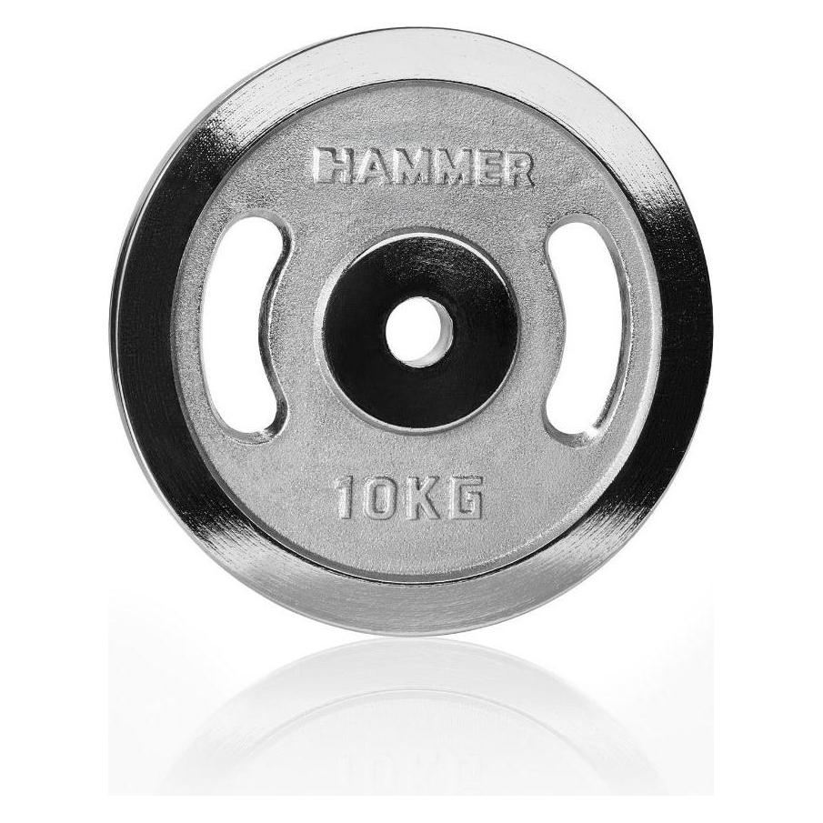 Hammer Fitness Hantelscheibe 30 mm 10 kg chrom (1 x 10 kg) (17014)