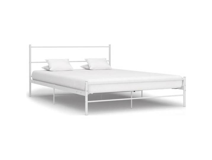Lit - OVONNI - 140x200 cm - Métal - Blanc - Contemporain - Design