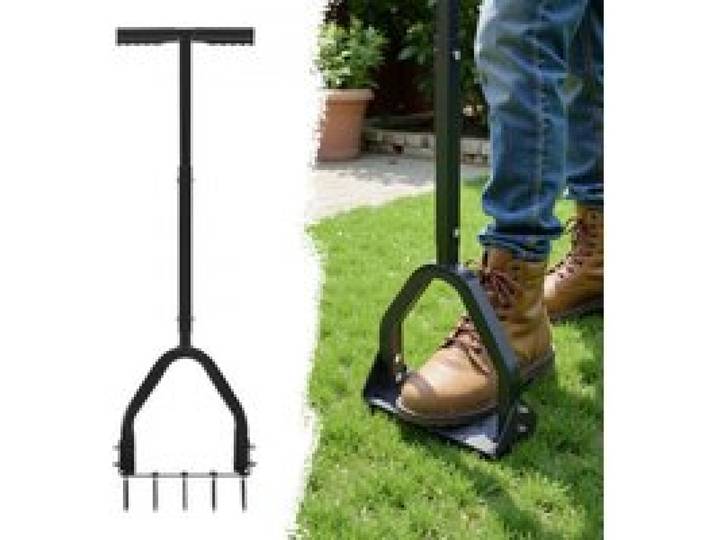 VEVOR Rasenlüfter 23,5 cm Manuell, Aerifizierer für Rasen mit 15 Eisen Spikes Langem T-Griff Breiter Platte, Bodenbelüften Werkzeug Rasenbelüfter für Verdichtete Böden Rasenpflege Hof Garten, Schwarz