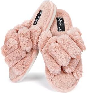 Women's Women's Double Cross Plush Slippers by MeMoi in Dusty Rose (Size S)