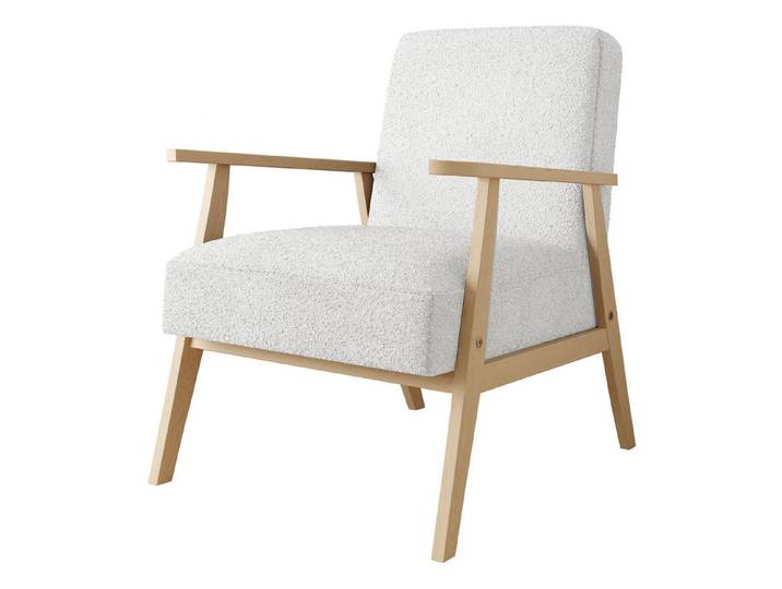 MIRJAN24 Sessel Retro Boucle (mit Wellenfeder), Holzkonstruktion, Freistehender, Armlehnen