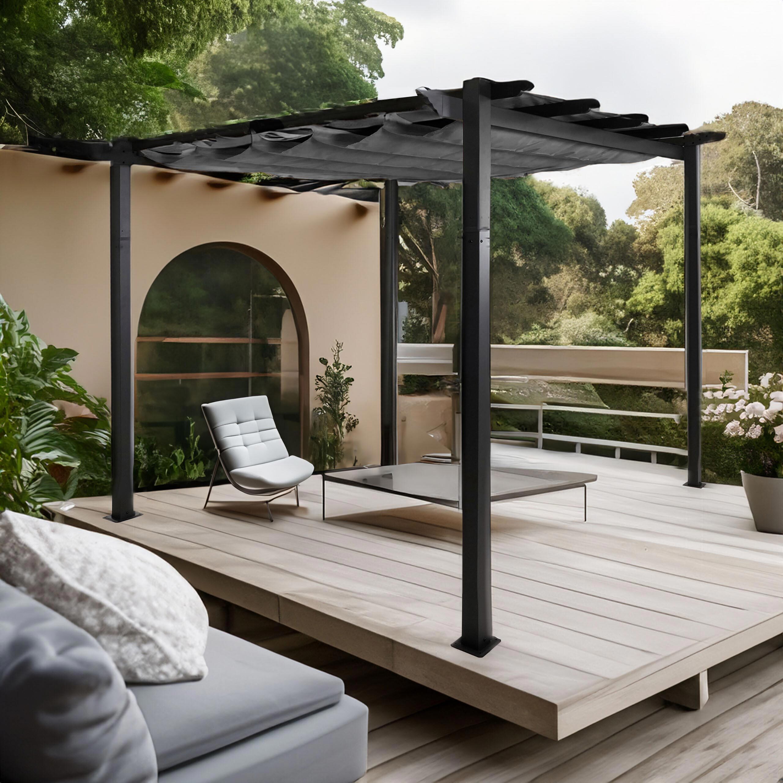 Aluminium Pergola MCW-N93, Gartenpavillon Pavillon Garten, stabiles 8cm-Gestell Schiebedach UV50+ 3x3m anthrazit