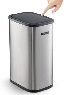 YUN 55L Kitchen Trash Can, Rectangular Stainless Steel Bin with Pop-Up Lid & Removable Liner