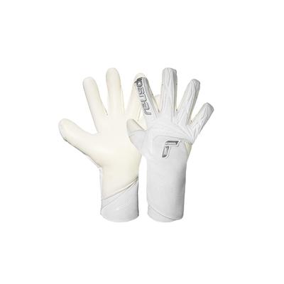 Torwarthandschuhe REUSCH "Attrakt Gold X Strapless", Damen, Gr. 10, weiß, silberfarben, 42% Latex, 20% Gummi, 17% Polyester, Handschuhe, mit hochgriffigem Profi-Haftschaum