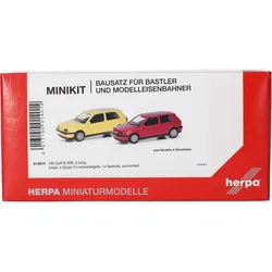 Herpa 014014 1:87 MiniKit: Volkswagen (VW) Golf III VR6 2türig, 2er-Set, Schwefelgelb/Flashrot