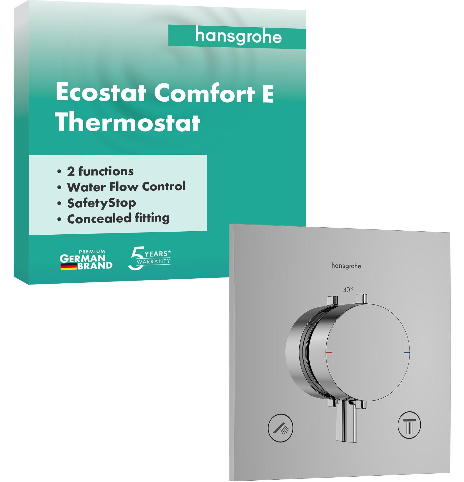 Unterputz-Thermostat Ecostat Comfort E, Chrom, 2 Funktionen, SafetyStop