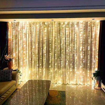 Uplift Picks Remote Control USB Curtain String Lights For Christmas And Parties warm 4x3m 450leds