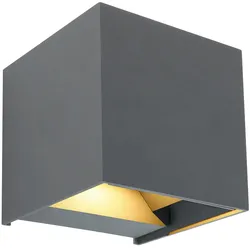 Außenwandleuchte anthrazit Fassadenleuchte LED Gartenleuchte Haustürlampe Aluminium, Lichtkegel verstellbar, 3W 290lm warmweiß, BxH 10x10 cm