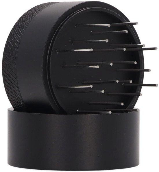 Unyqoos Koffieroomstokje met ergonomische houten handgreep en standaard, zwart, 51 mm