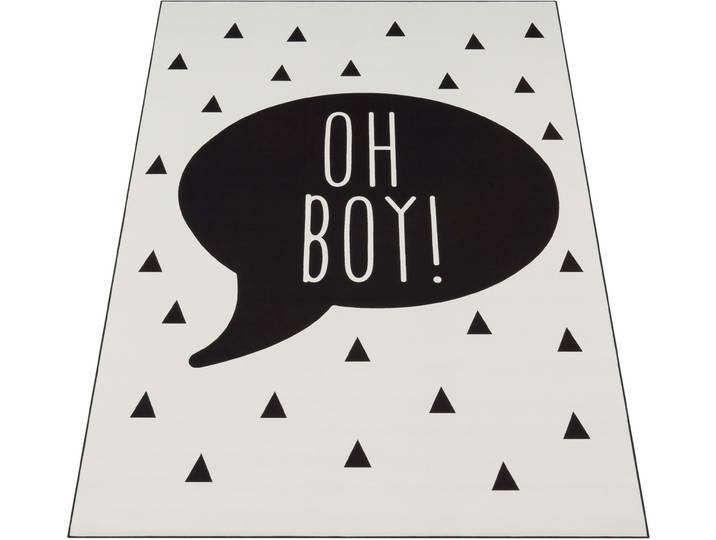 Kinderteppich PACO HOME Aleyna 114 , schwarz, B:80cm H:6mm L:150cm, Polyester, Teppiche, Kinderteppich, Kurzflor, Kinder Design, Sprechblase mit Schriftzug, Kinderzimmer