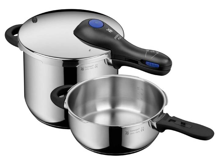 WMF Schnellkochtopf Perfect Plus One Pot Schnellkochtopf-Set, 22 cm, 6,5 und 3,0 Liter, Edelstahl, One Pot