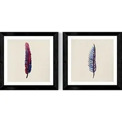 POSTER Set Mit 2 Federn Tiere 20X20cm Schwarzer Rahmen