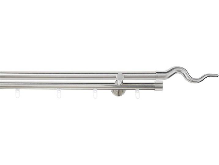 Kombi-Vorhangstange GOOD LIFE Sepa Gr. 1, silber (edelstahlfarben), L:120cm Ø:20mm, Aluminium, Kunststoff, Metall, Gardinenstangen, Kombi-Vorhangstange