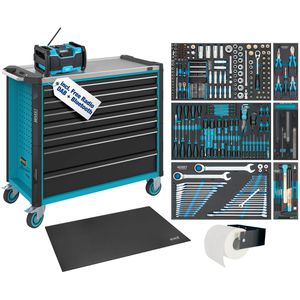 Hazet Werkzeugwagen Assistent 179NXXL-7/352EC mit Werkzeug, 352-teilig, blau, 7 Schubladen, inkl. Gratis DAB-Radio