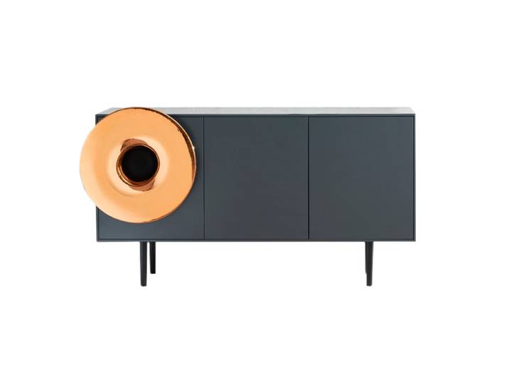 MINIFORMS meuble avec système audio intégré CARUSO XL (Anthracite, trompette en cuivre - bois et céramique)