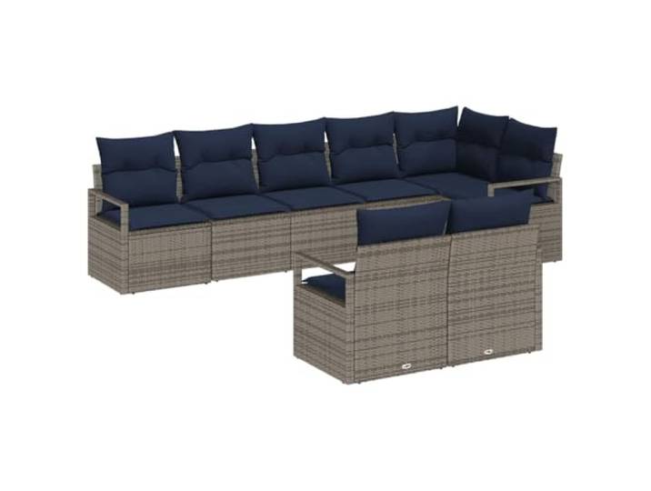 PUGYNBK Modularsofa-Set 8-tlg. aus synthetischem Rattan Pulverbeschichteter Stahlrahmen, Schaumstoffpolster mit Reißverschluss, abnehmbare Bezüge, für Garten oder Terrasse