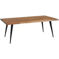 COUCHTISCH Sheesham Massivholz in Natur mit Baumkante und Metallgestell, 110x60x40 cm, Handgefertigt, Schutzlack-beschichtet