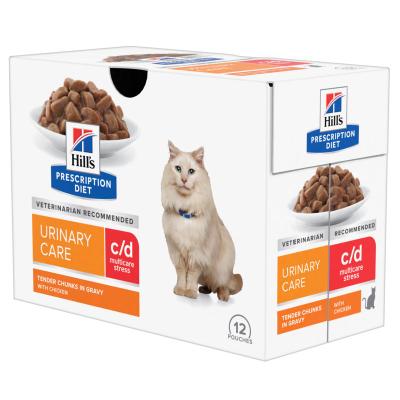 Hills C/D Feline Kat Prescription Diet Stress Kip 12x85 g Beutel