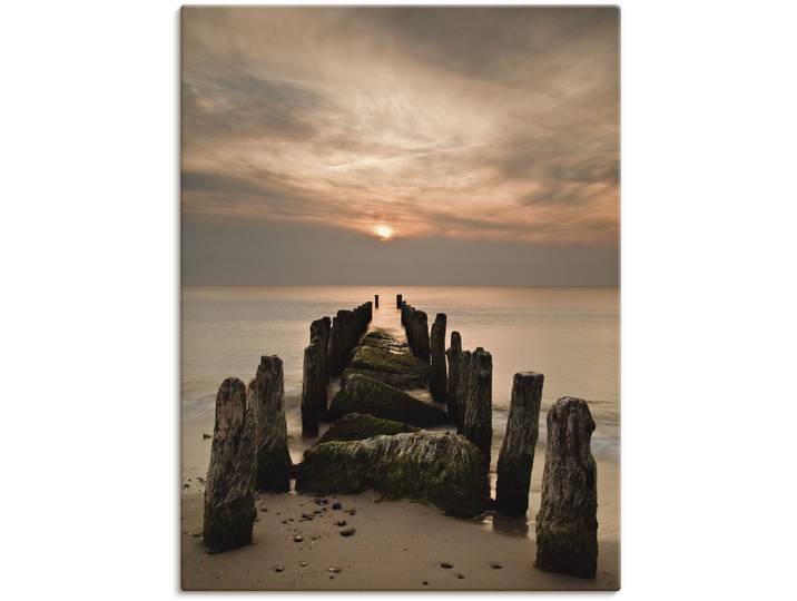 Leinwandbild ARTLAND Sonnenuntergang an der Ostsee , braun (farbe bild(er): braun), B:45cm H:60cm, Bilder, Leinwandbild, auf Holzrahmen gespannt