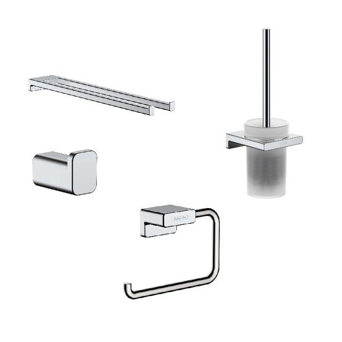 hansgrohe AddStoris Bad Accessoires Set chrom, Handtuchhalter, Haken, Bürstengarnitur, Papierhalter