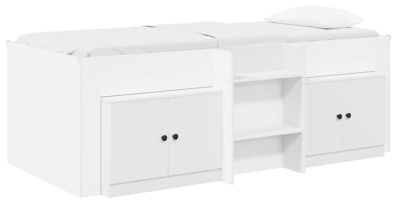 Loft Bettgestell mit Schrank mit Tür 3 pcs Weiß Holzwerkstoff