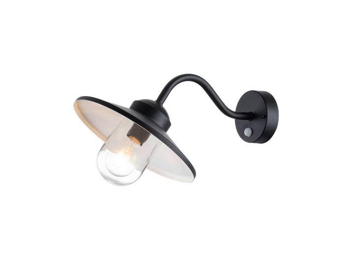 Elstead Lighting Aussenwandleuchte Klampenborg, Schwarz, Metall, Glas, 27.5x25.5x42 cm, RoHS, Europäischer Sicherheitsstandard, CE, Bewegungsmelder, Lampen & Leuchten, Außenbeleuchtung, Außenleuchten