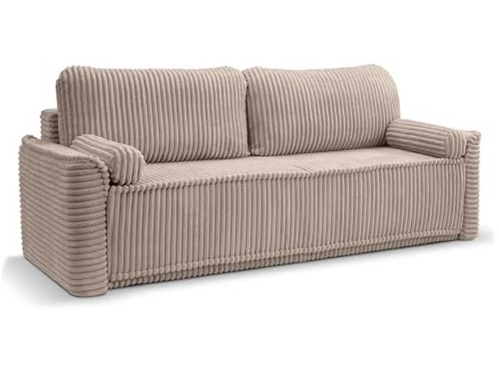 xonox.home Schlafsofa 3 Sitzer Grubs Schlafcouch Klappsofa Couch Cord grau-beige B/H/T: 225x96x93cm