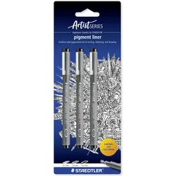 Staedtler, Schreibstifte, pigment liner 308 Fineliner Blisterkarte mit 3 pigment liner schwarz, sortiert (0.1, 0.3, 0.5) (3x)