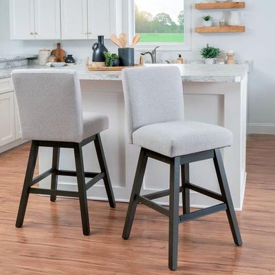 Linon Home Decor Products Bri Swivel Bar Stools Gray Set of Two, Set of Two, Gray