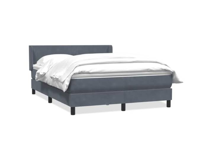 HFXHIJXQ Boxspringbett mit Matratze Dunkelgrau 160x210 cm Samt Samtweiches Doppelbett fürs Schlafzimmermit höhenverstellbarem Kopfteil, Taschenfederkernmatratze und Topper.