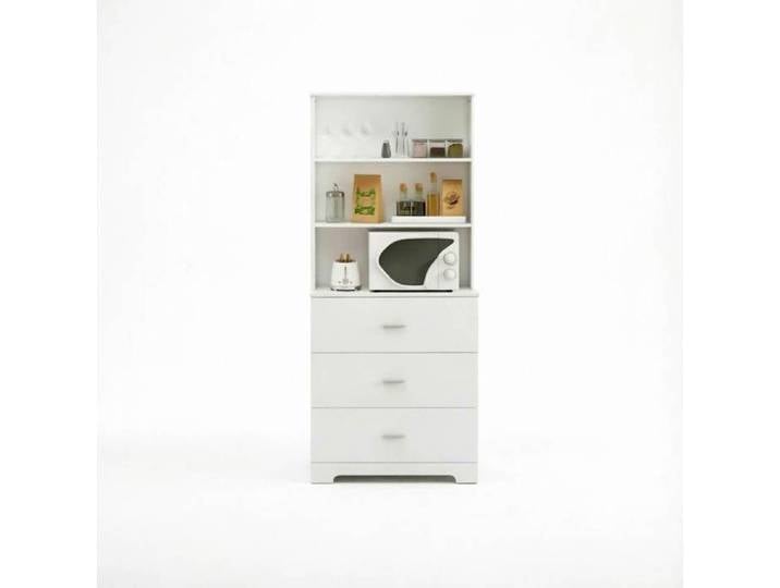 Bibliothèque blanche - 3 étagères ouvertes et 3 tiroirs - 79 x 39 5 x 182 2 cm