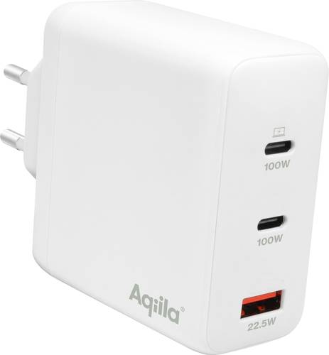 Aqiila W4 USB Ladegerät 120W 1x USB-A, 2x USB-C USB PD, Quick Charge 3.0, QC 4+ Weiß Innenbereich
