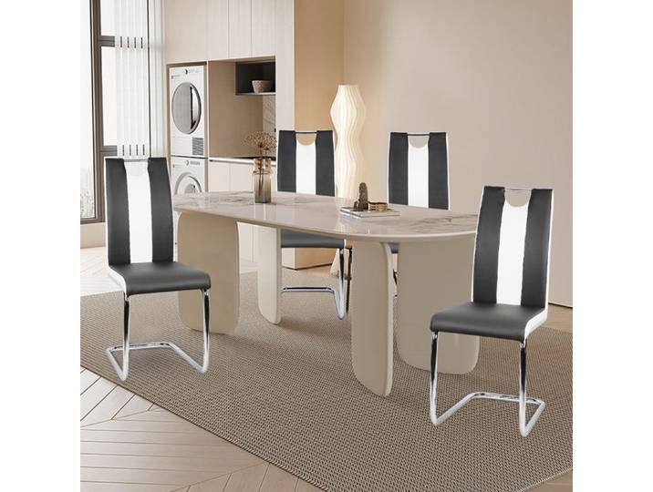 Chaises de salle à manger en cuir PU - ERROLVES - Style nordique - Lot de 2 - électroplaqué - 49 × 39 5 × 98 5 cm