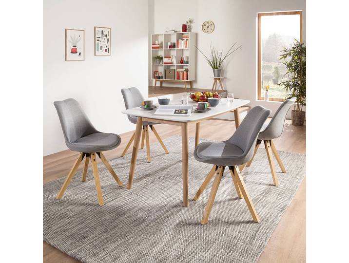 Polsterstuhl 49 x 85 x 55cm Webstoff Cors: Granit Grau Braun 4er Set
