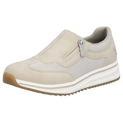 Slipper RIEKER, Damen, Gr. 40, beige, Lederimitat, Basic, Schuhe Slipper, Slip-on Sneaker, Halbschuh, Freizeitschuh mit Reißverschluss