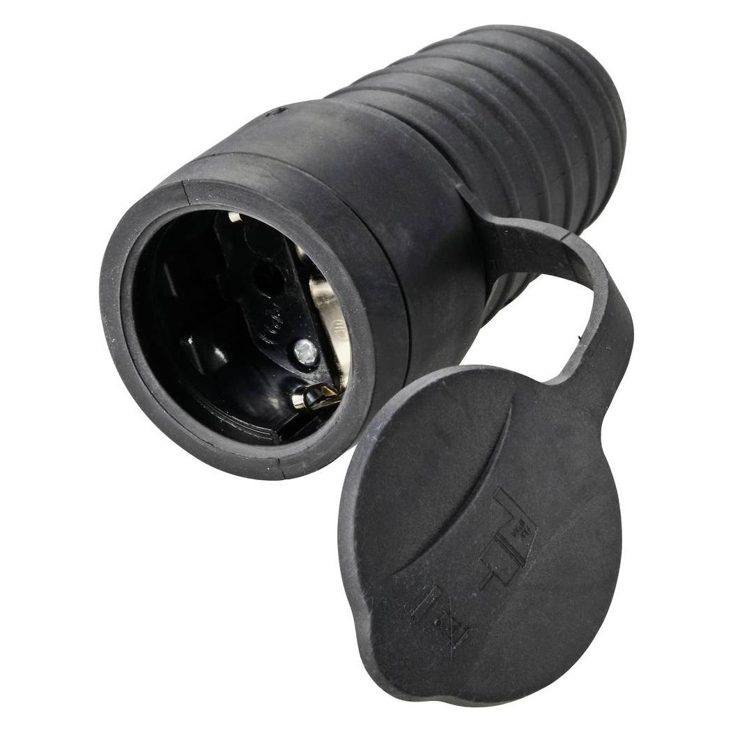 Sygonix SY-5806882 Schutzkontaktkupplung Gummi 250 V/AC Schwarz IP44 (SY-5806882)