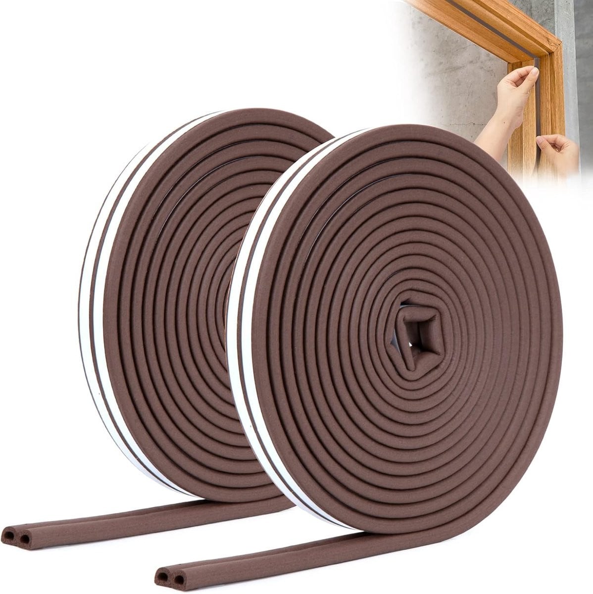SnelShoppen Zelfklevende Deur Sealing Tape 16 Meter - Bruin Foam Dichtingsband voor Ramen en Deuren