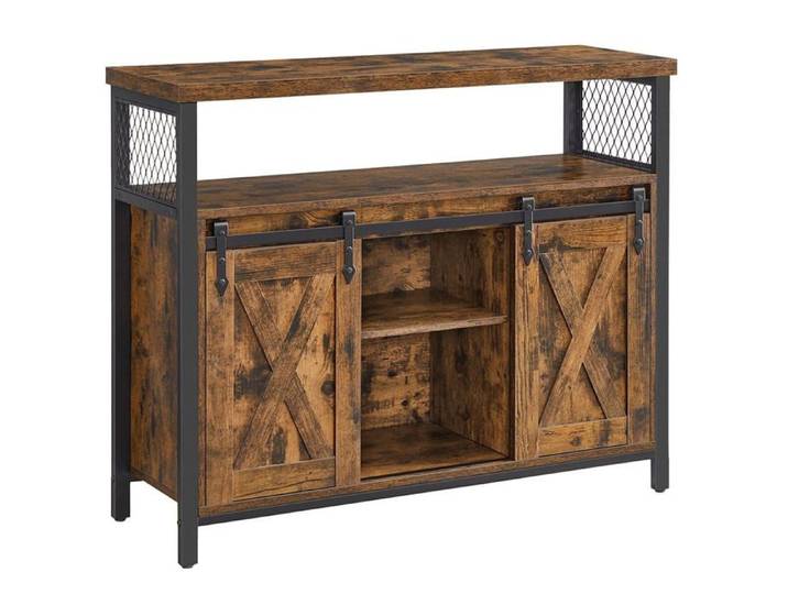 Buffet de salle a manger placard de cuisine meuble de rangement armoire portes de grange coulissantes etagere reglable s