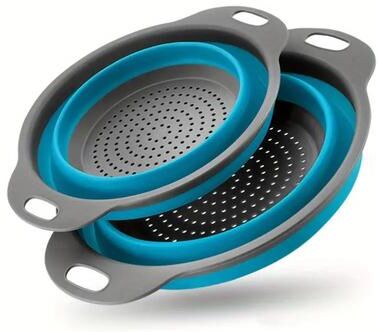 BlastClean Collapsible Silicone Colander With Handle Space Saving Kitchen Colander For Fruits, Vegetables & Pasta red Big