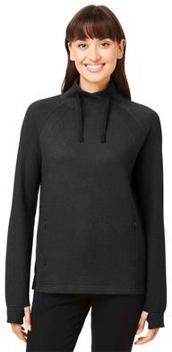 North End NE200W Women's Rhythm Waffle Cross-Neck Pullover T-Shirt in Black size Small   60/40 Cotton/Polyester
