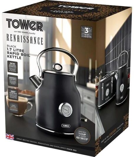 TOWER Renaissance T10063B Traditional Kettle - Black