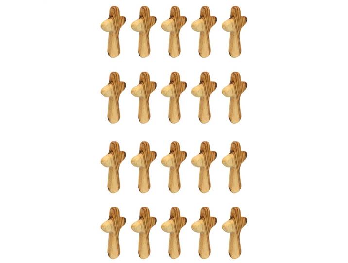 ABAE-20PCS petites croix en bois d'olivier, tenant des croix croix de prière portables