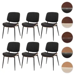 6er-Set Esszimmerstuhl HWC-O44, Küchenstuhl Stuhl, Bugholz Kunstleder FSC® ~ natur, schwarz