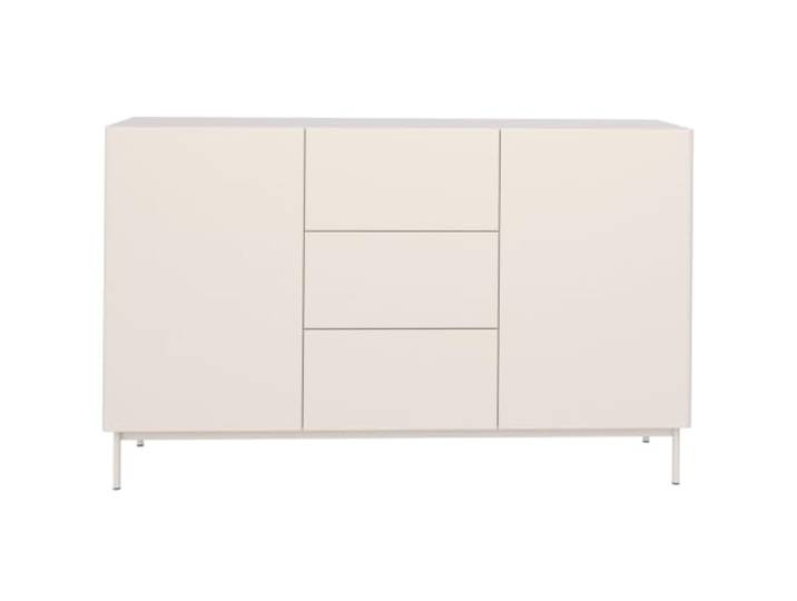 Selsey Kommode 160 x 38,6 x 90 cm, 2 Türen, 3 Schubladen, Taupe Push-to-Open, 3 Schubladen, GTV-Beschläge, ABS-Kante, 8 Ablagefächer, robuste Bauweise