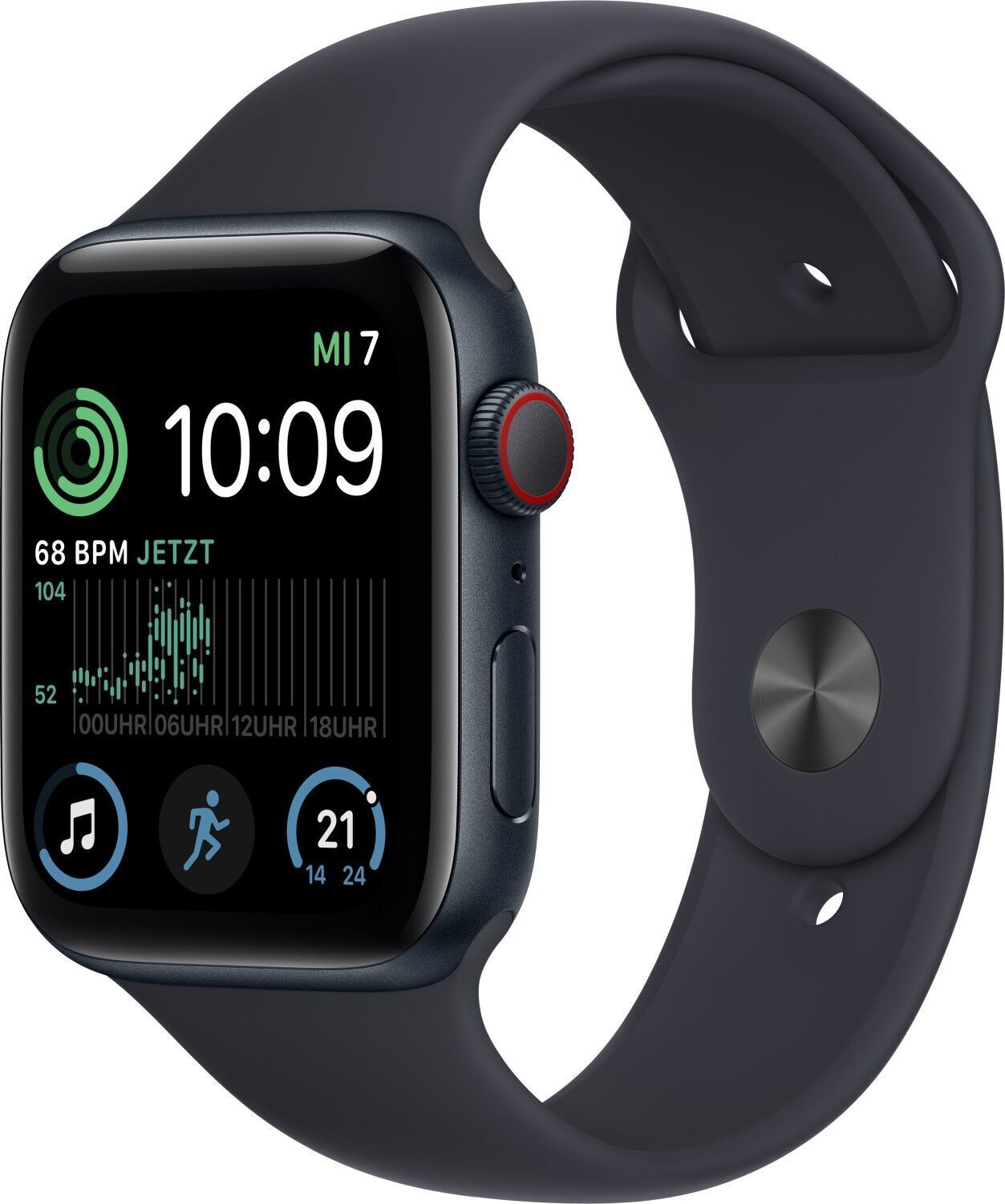 Apple Watch SE 44 mm (2022)   GPS + Cellular   Midnight   Midnight Sport Band M/L - Refurbished