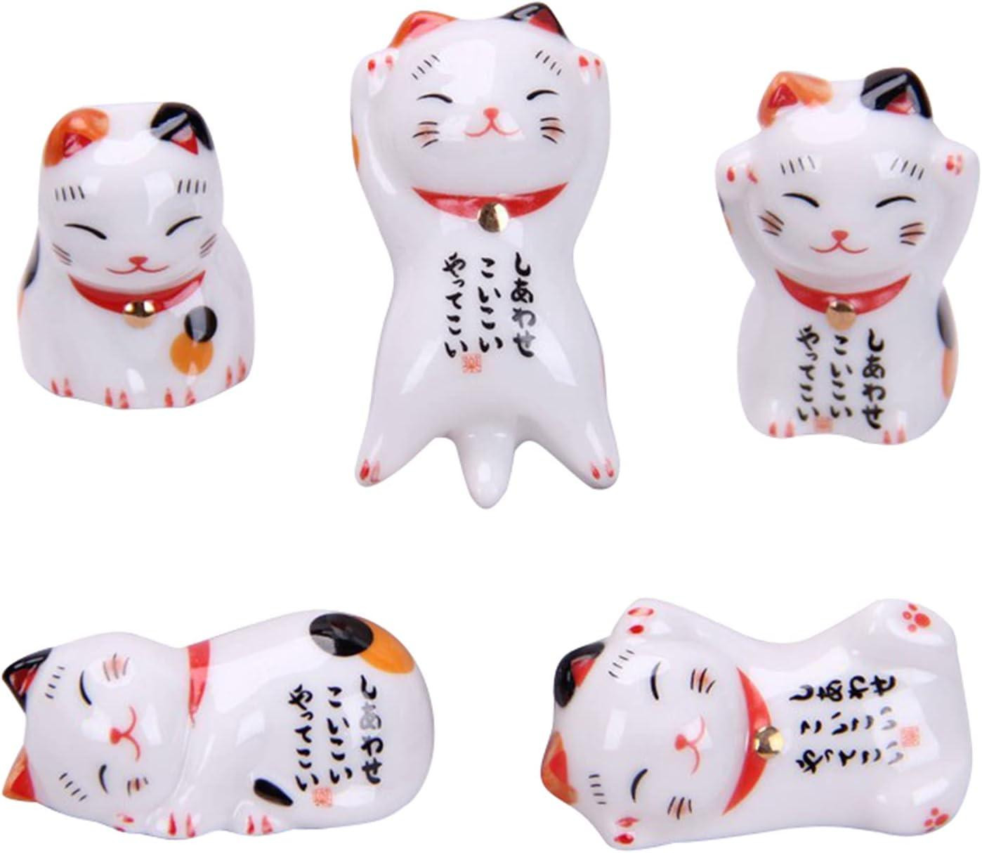 5-delige Japanse keramische chopstick houder set met Lucky Cat design