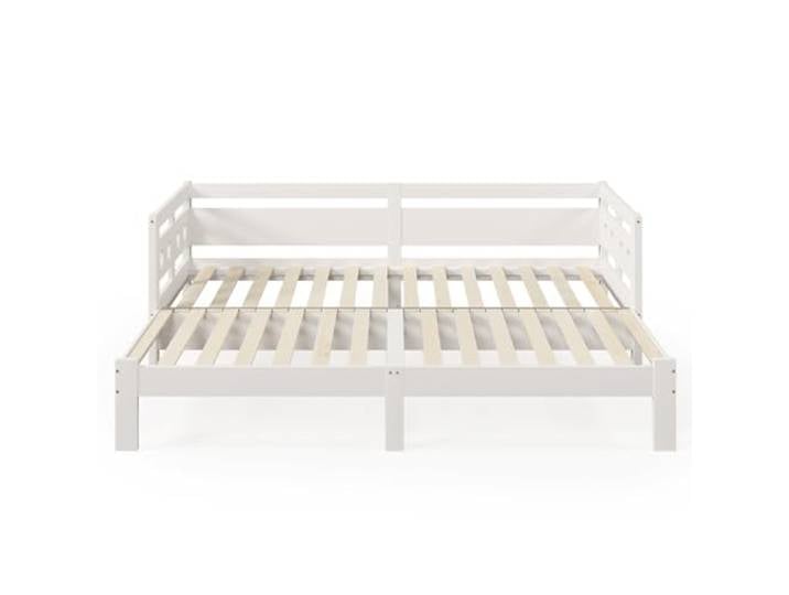 WEALTHKING Ausziehbares Tagesbett mit Herzform Rückenlehne aus massivem Kiefernholz, Multifunktionales Schlafsofa mit zweiter Liegefläche, integrierter Rollrost, solide Konstruktion (Weiß,90x200cm)