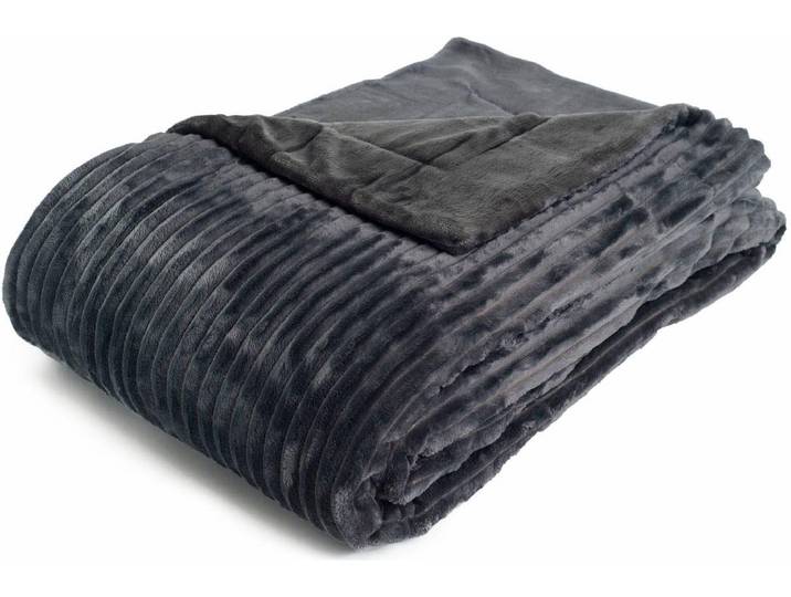 Wohndecke GÖZZE Cordoptik , grau (anthrazit), B:150cm L:200cm, Kunstfaser, Wohndecken, Wohndecke, mit Glanzeffekt, Kuscheldecke