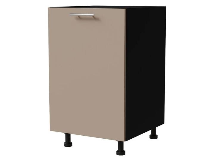 Feldmann-Wohnen Unterschrank Brerra D1D/50 50 / 50 / 82 cm, Graubraun, Schwarz, 50x82x50 cm, Küchen, Küchenmöbel, Küchenschränke, Küchenunterschränke